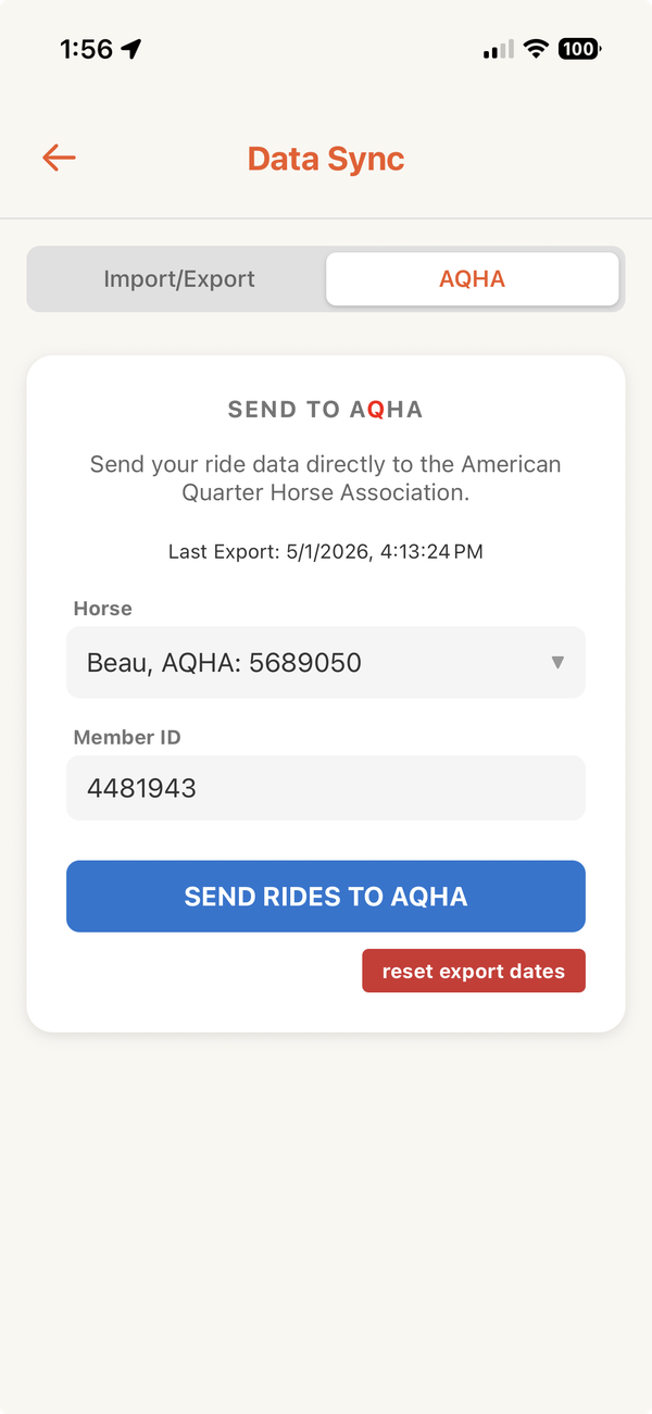 Send to AQHA